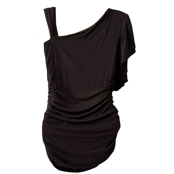 MADISON THE LABEL • One-Shoulder Ruffle Flutter Sleeve Ruched Top - Picture 3 of 6